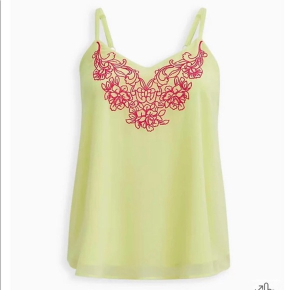 TORRID WOMEN'S SOPHIE CAMI- CHIFFON EMBROIDERED NEON TANK TOP SIZE 5X NWT - Picture 5 of 10